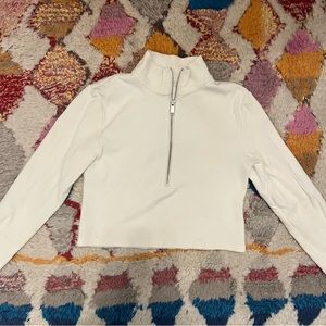 OAK + FORT | Cropped Quarter Zip High Neck Top